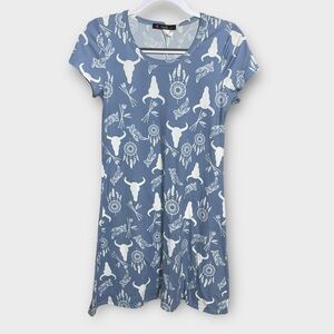 Myths Blue and White Midi Dress